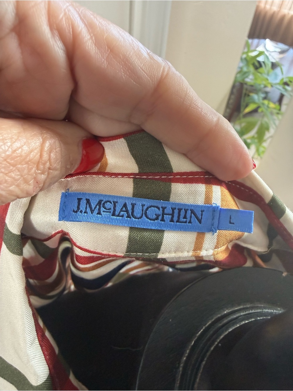 J.McLaughlin Classic Plaid Button-Down Shirt - Rust, Tan Navy & Brown Fall - Picture 2 of 7